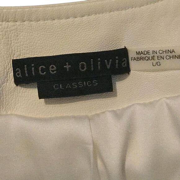 Alice + Olivia Large Lamb Leather Jacket Cream Snow Old Money Quiet Luxury - Picture 4 of 10